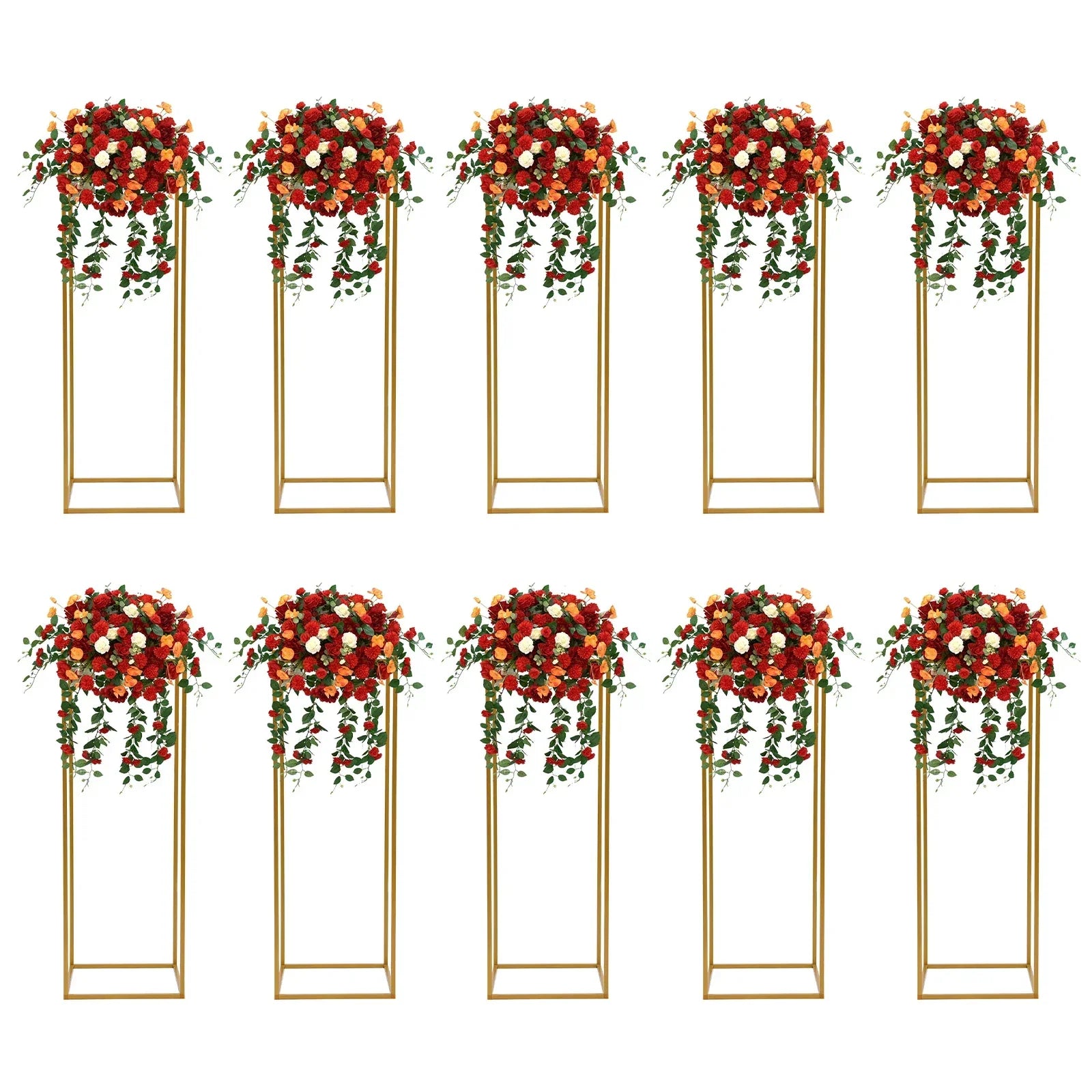 DecorBites™ Elegant 10-Piece Gold Wedding Flower Stand