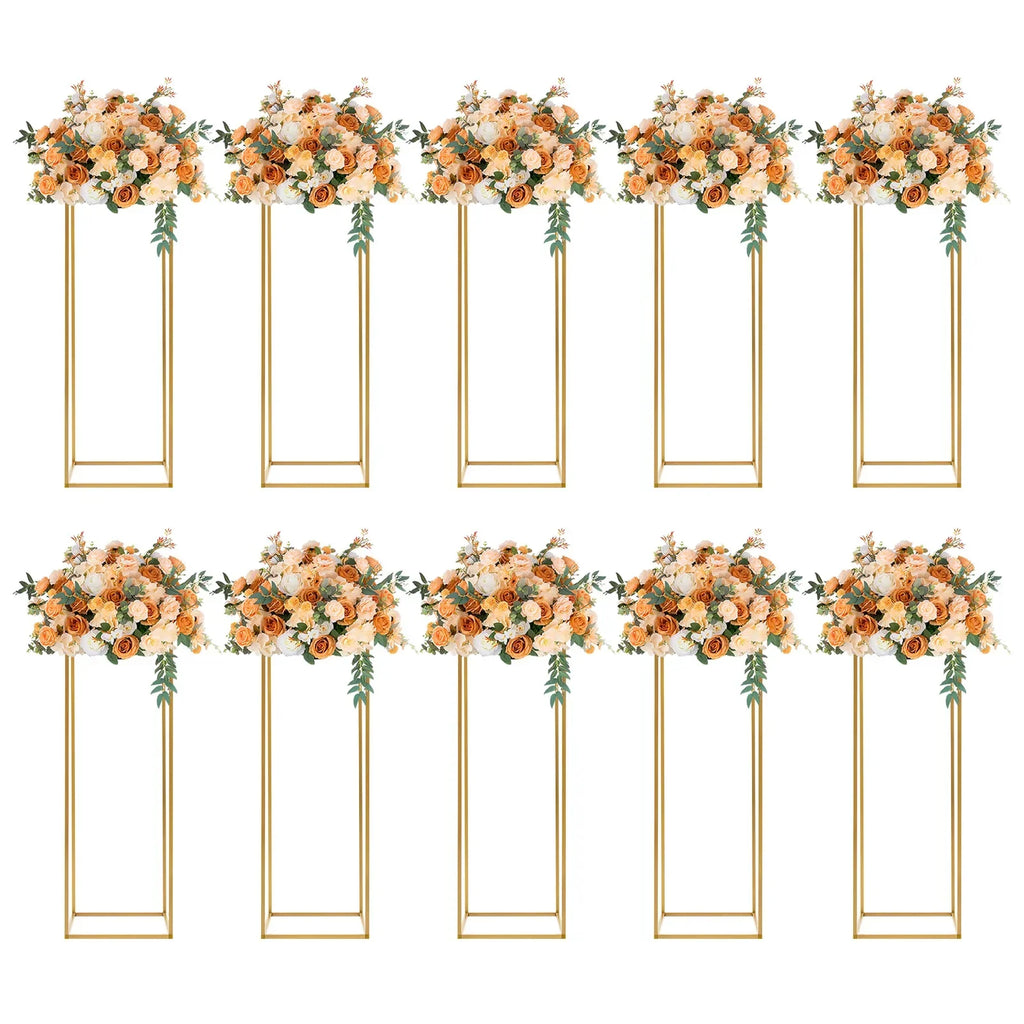 DecorBites™ Elegant 10-Piece Gold Wedding Flower Stand
