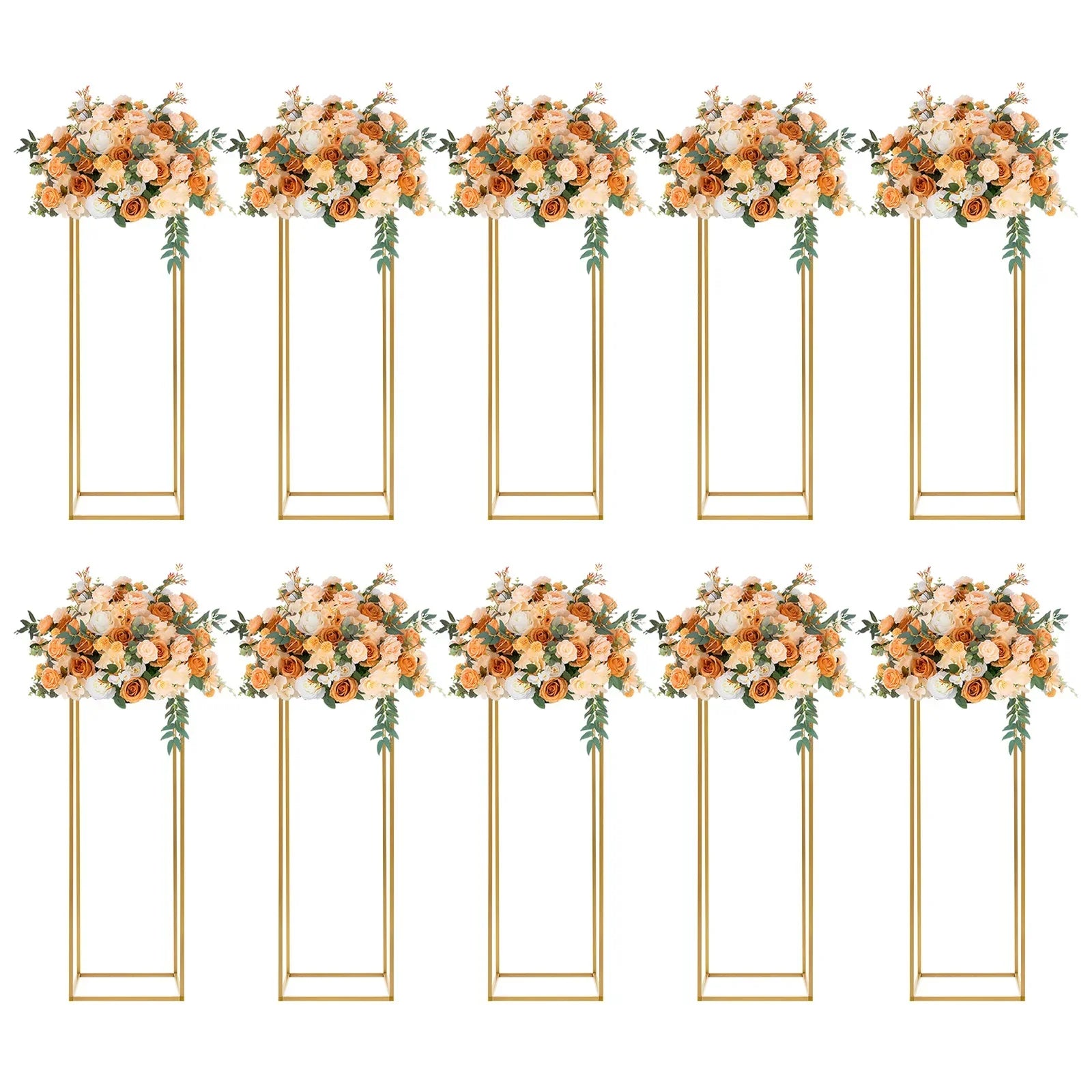 DecorBites™ Elegant 10-Piece Gold Wedding Flower Stand