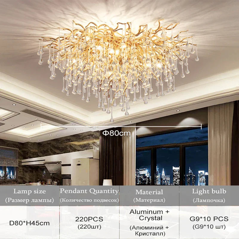 DecorBites™ Elegant Chrome Crystal Chandelier for Living Room