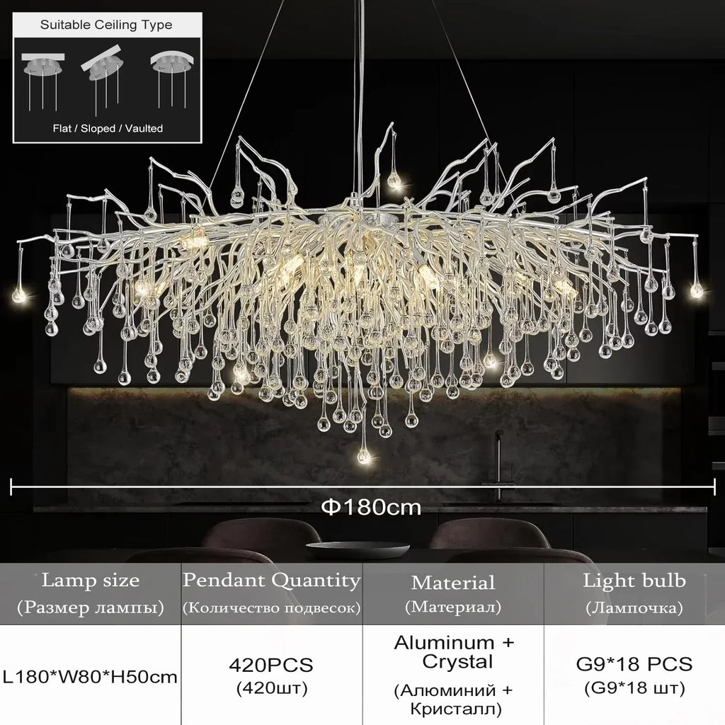 DecorBites™ Elegant Chrome Crystal Chandelier for Living Room