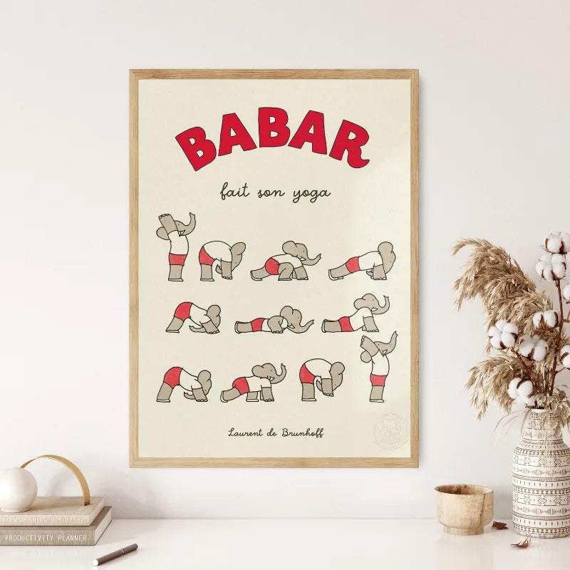 DecorBites™ Elephant Cartoon Family Canvas Wall Art - Kids Room Decor