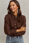 3d Floral Woven Long Sleeve Front Button Shirt