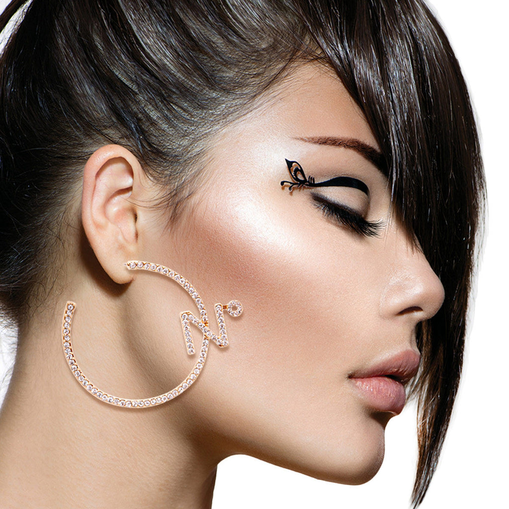 Gold Rhinestone Hoop Earrings Stylish Statement Jewelry