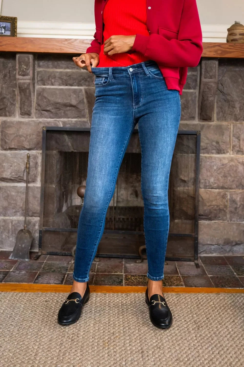 Full Size Washed Thermal Skinny Jeans Plus Size