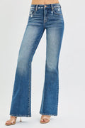 Full Size Tummy Control High Rise Flare Jeans Plus Size
