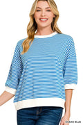 Striped Contrast Trim Banded Bottom Top