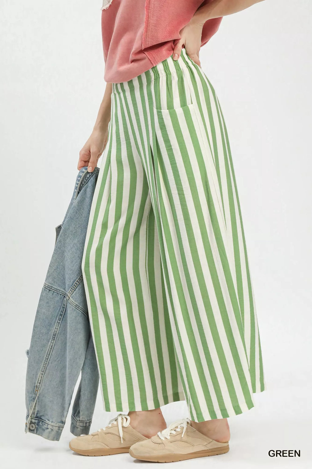 Vertical Stripe Wide Leg Pants