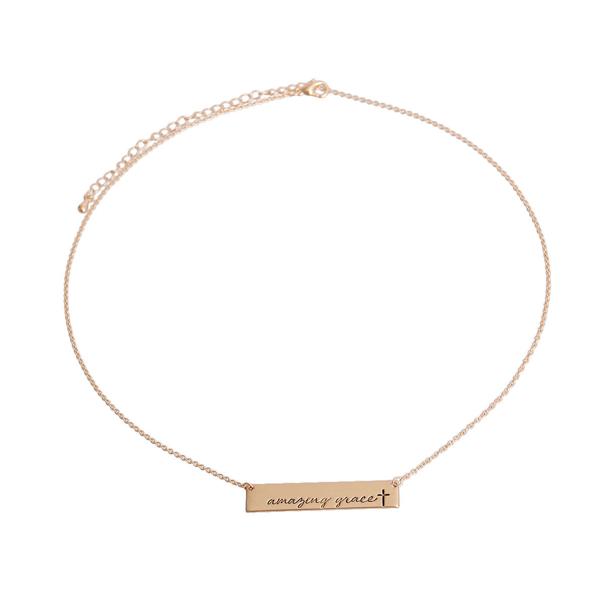 Statement Necklace Gold Amazing Grace Plate Stylish Jewelry Accessory