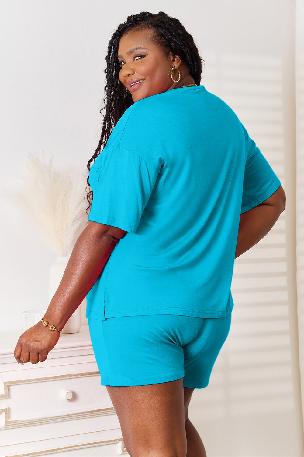I am a Fashion Junky Full Size Soft Rayon Half Sleeve Top and Shorts Set