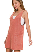 Washed Adjustable Strap Denim Overall Dress