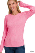 Ribbed Long Sleeve Round Neck T-Shirt