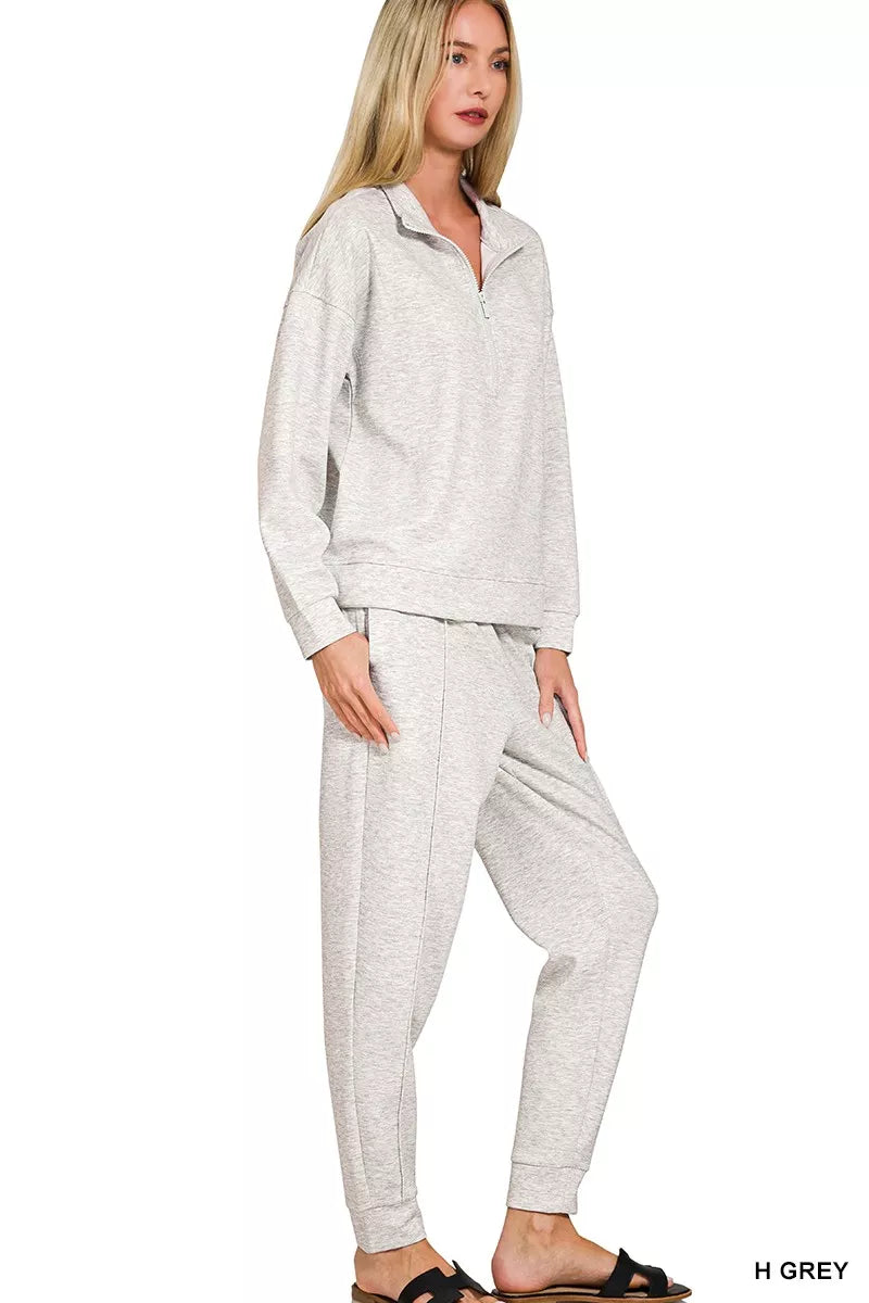 I am a Fashion Junky Scuba Half Zip Pullover and Jogger Set