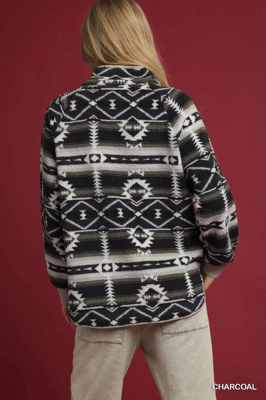 Aztec Print Sherpa Pullover