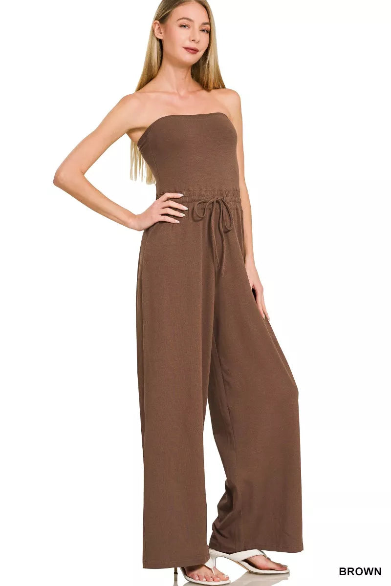Tube Top Jumpsuit with Drawstring Waist