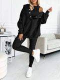 Casual Hooded Sweater Thickened Thread Fitted Vest Pants Three-piece Set See size chart under “more details”