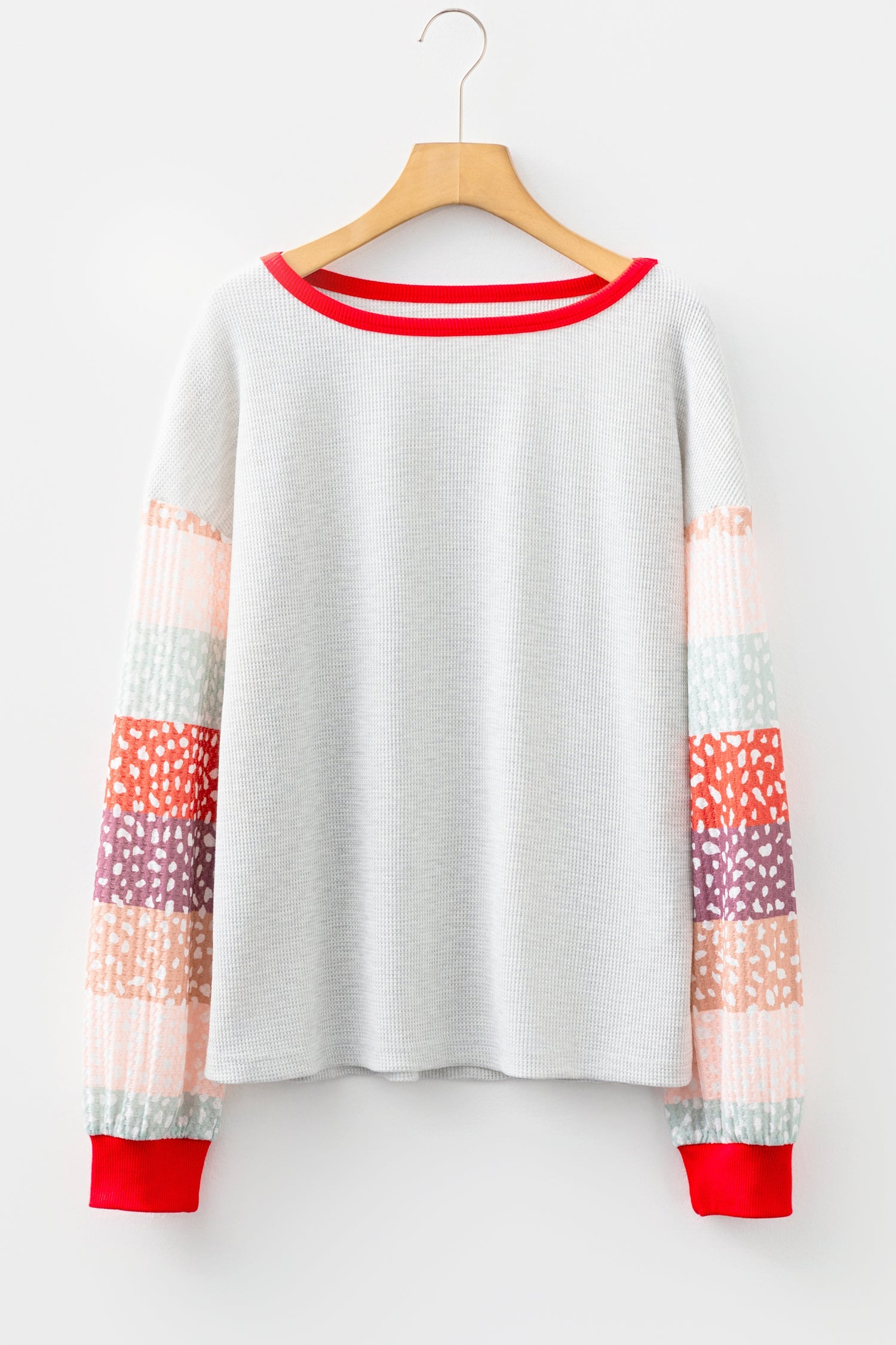 Jet Stream Contrast Leopard Color Block Sleeve Loose Pullover