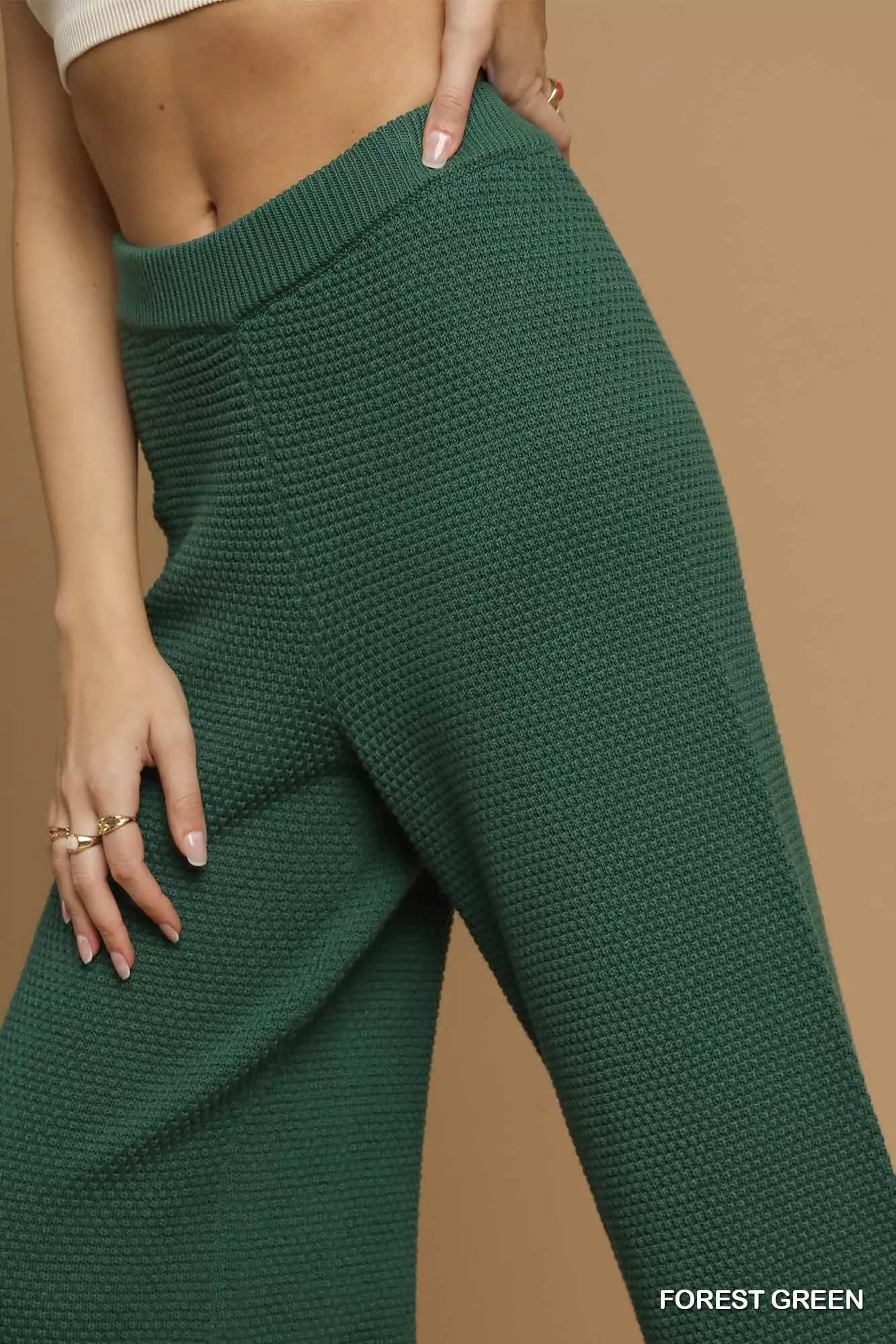 Textured Knit Wide Leg Pants