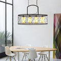 DecorBites™ Farmhouse 4-Head Island Lamp with Metal Oblong Mesh Shade in Stylish Black