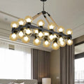 DecorBites™ Farmhouse Black Pendant Light with 24 Cognac Glass Hanging Island Lights for Dining Room