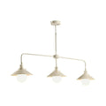 DecorBites™ Farmhouse Cone Shade Island Pendant Light with 3 Iron Heads, Distressed White Finish