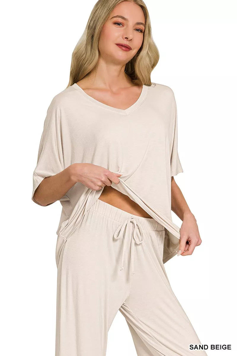V-Neck Oversized Top & Pants Set