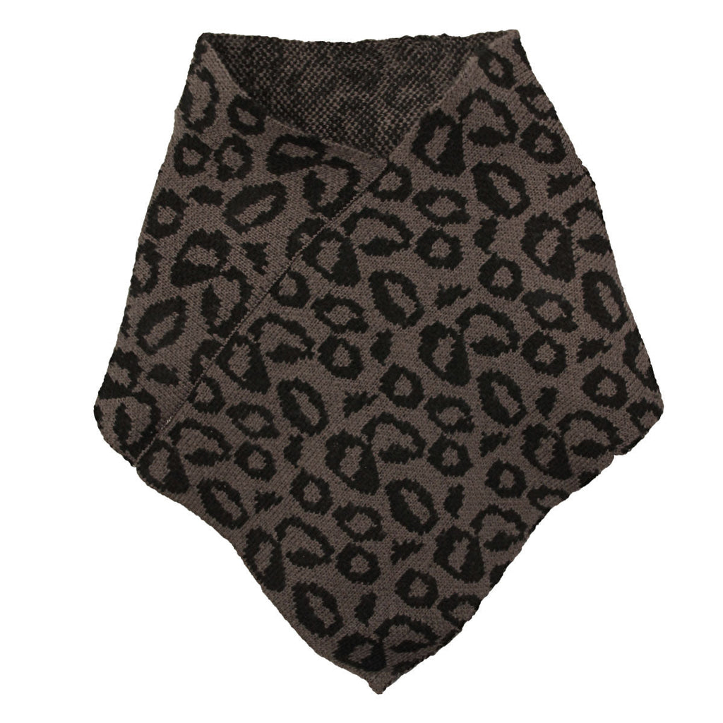 Triangle Tube Scarf Gray Leopard Print Stylish Fashion Accessory