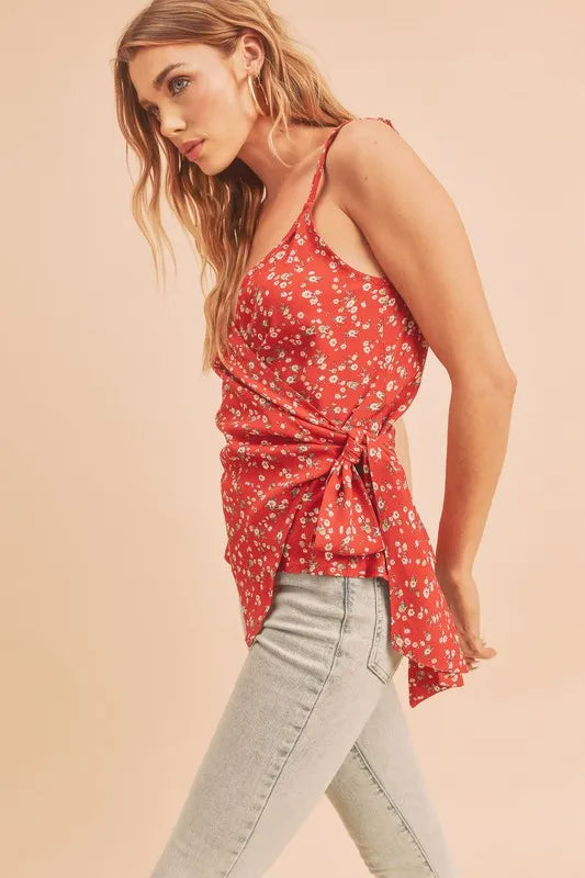 Ditsy Floral Surplice Adjustable Straps Cami