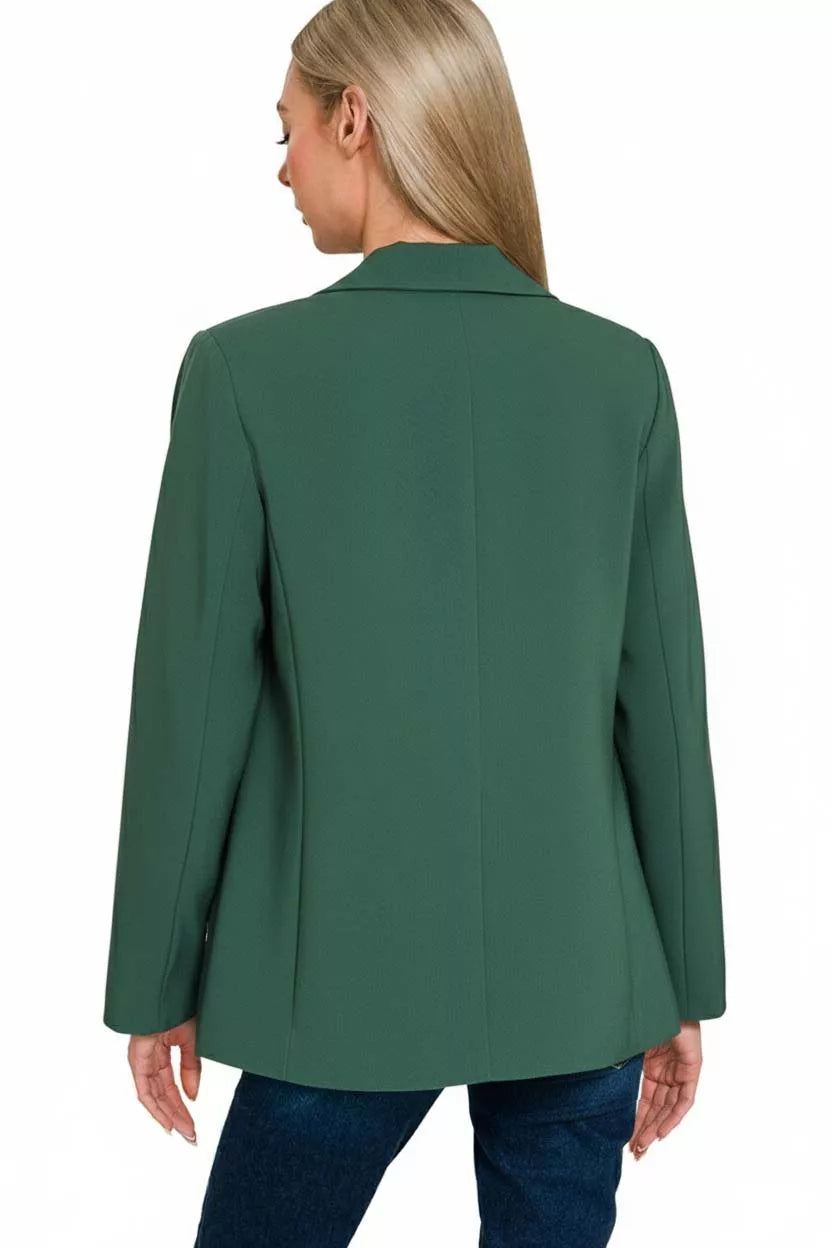 Woven Long Sleeve Blazer With Lining
