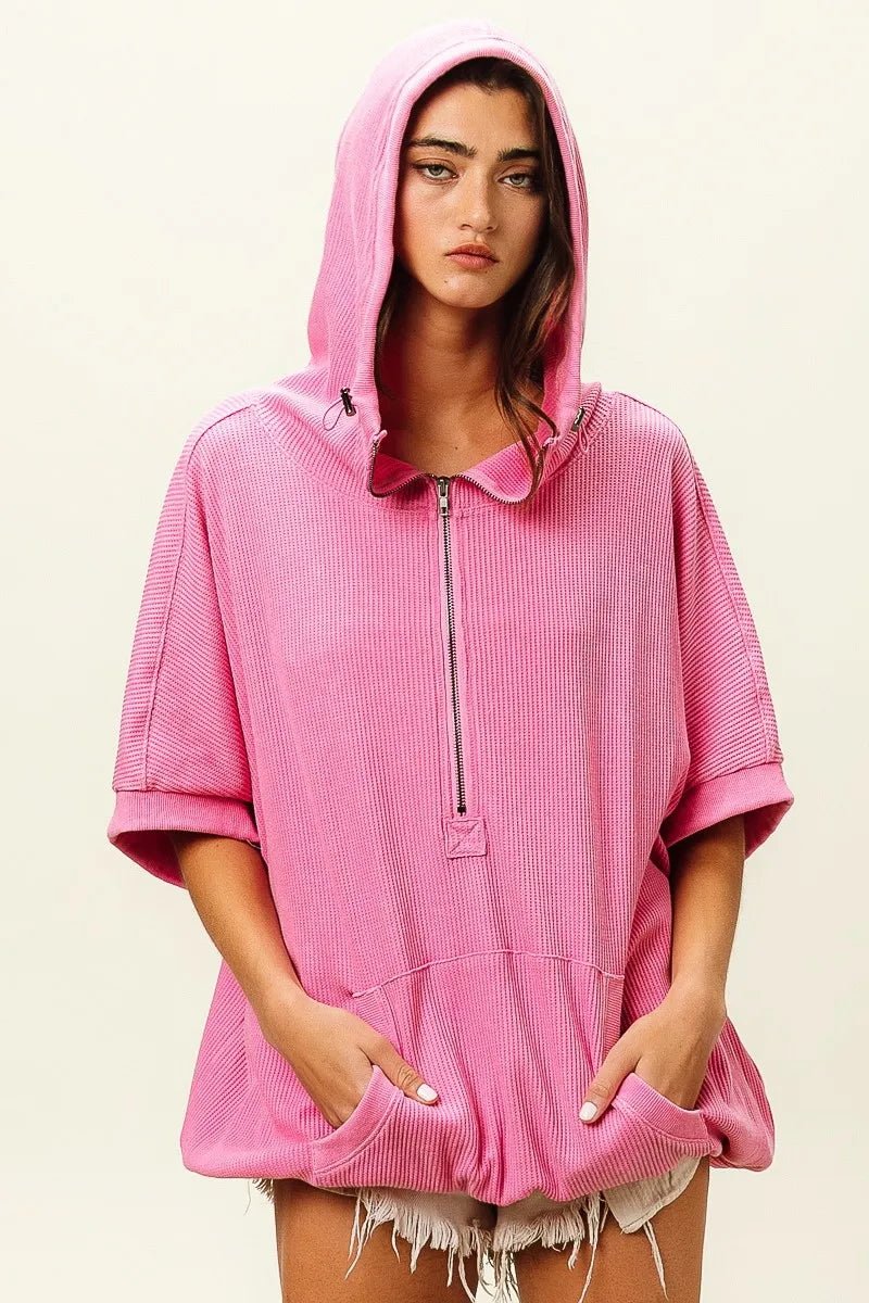 Vintage Washed Waffle Thermal Hoodie
