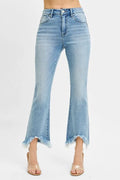 Full Size High Rise Crop Bootcut Fray Hem Jeans Plus Size