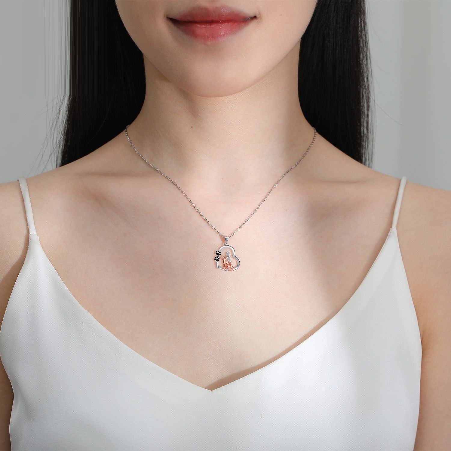 Heart-shaped Dog And Girl Personality Design Necklace Fashion