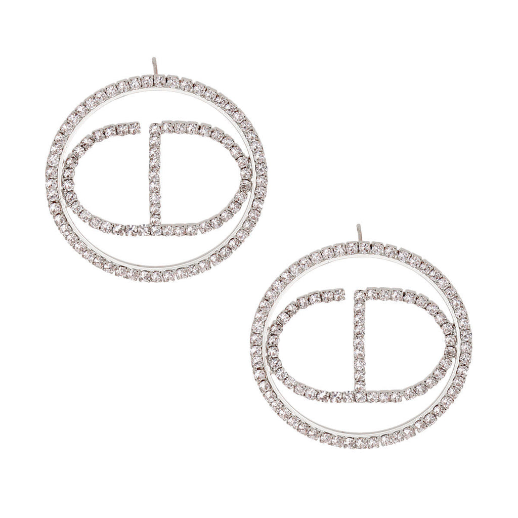 Round Silver Metal CD Stud Earrings Stylish Fashion Jewelry