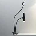 DecorBites™ Flexible LED Vanity Light: Round, Flush-mount Design in Contemporary Metal Finish - Black or White with Clip-on Base