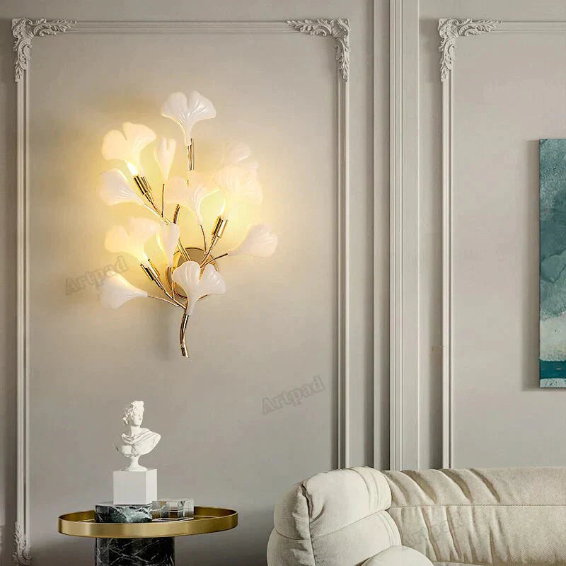 DecorBites™ Flora - Modern Porcelain Leaves Wall Lights for Bedroom, living room Wall Decoration