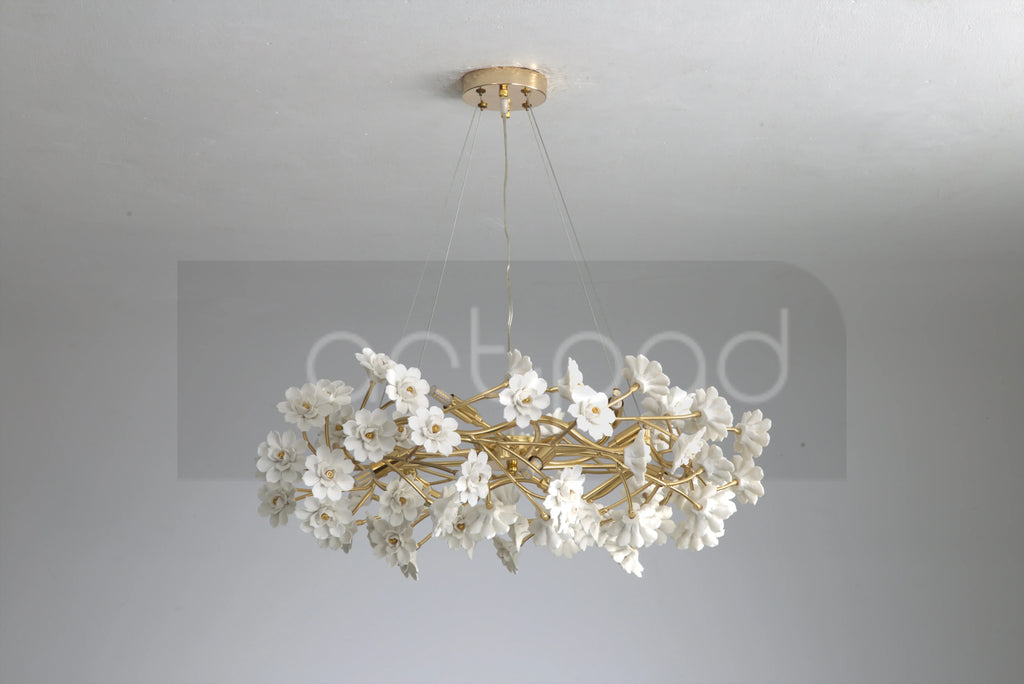 DecorBites™ Floral French White Ceramic Chandelier - Romantic Home Décor