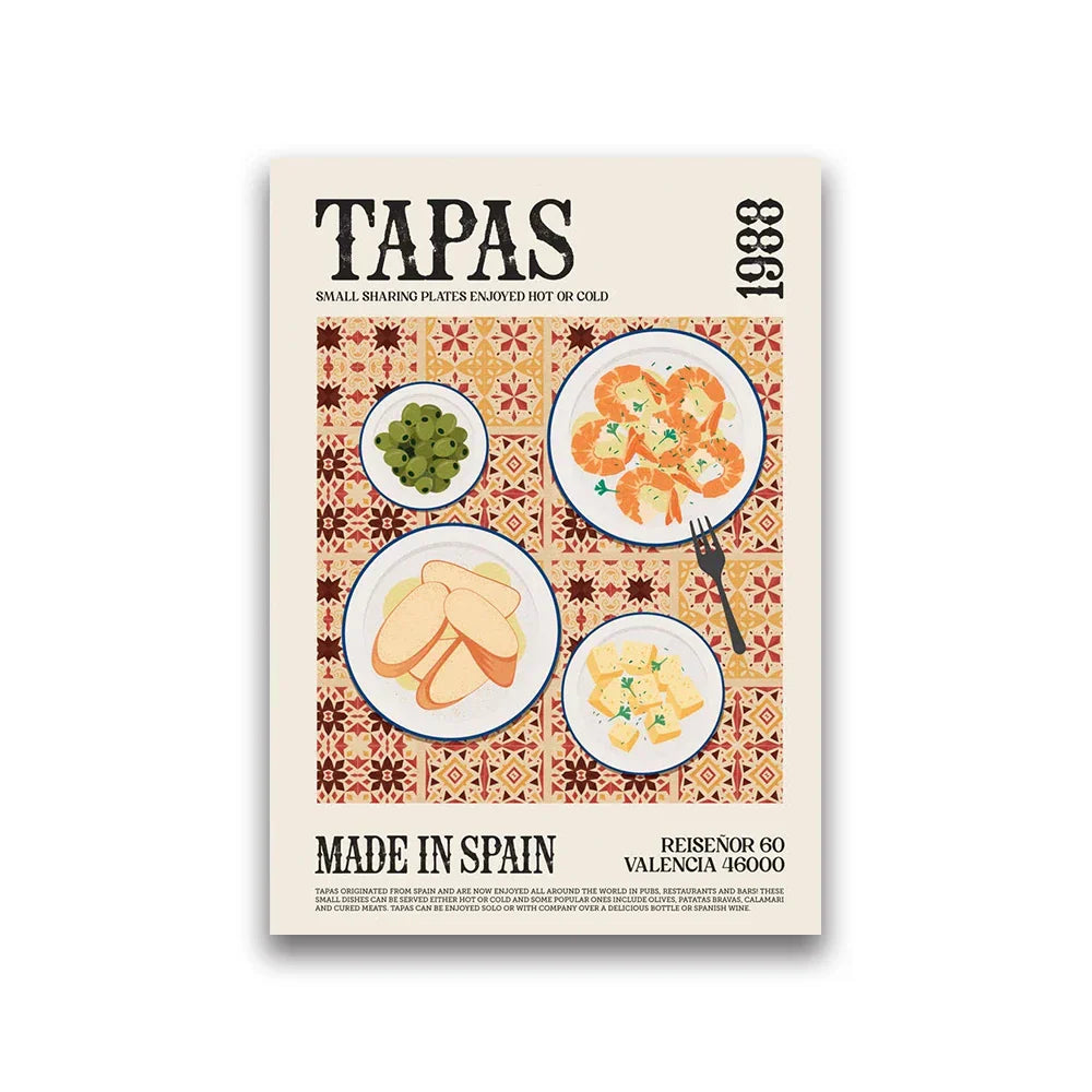 DecorBites™ Foodie World Cuisine Canvas Wall Art