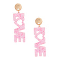 Matte Light Pink LOVE Earrings – Trendy Statement Jewelry