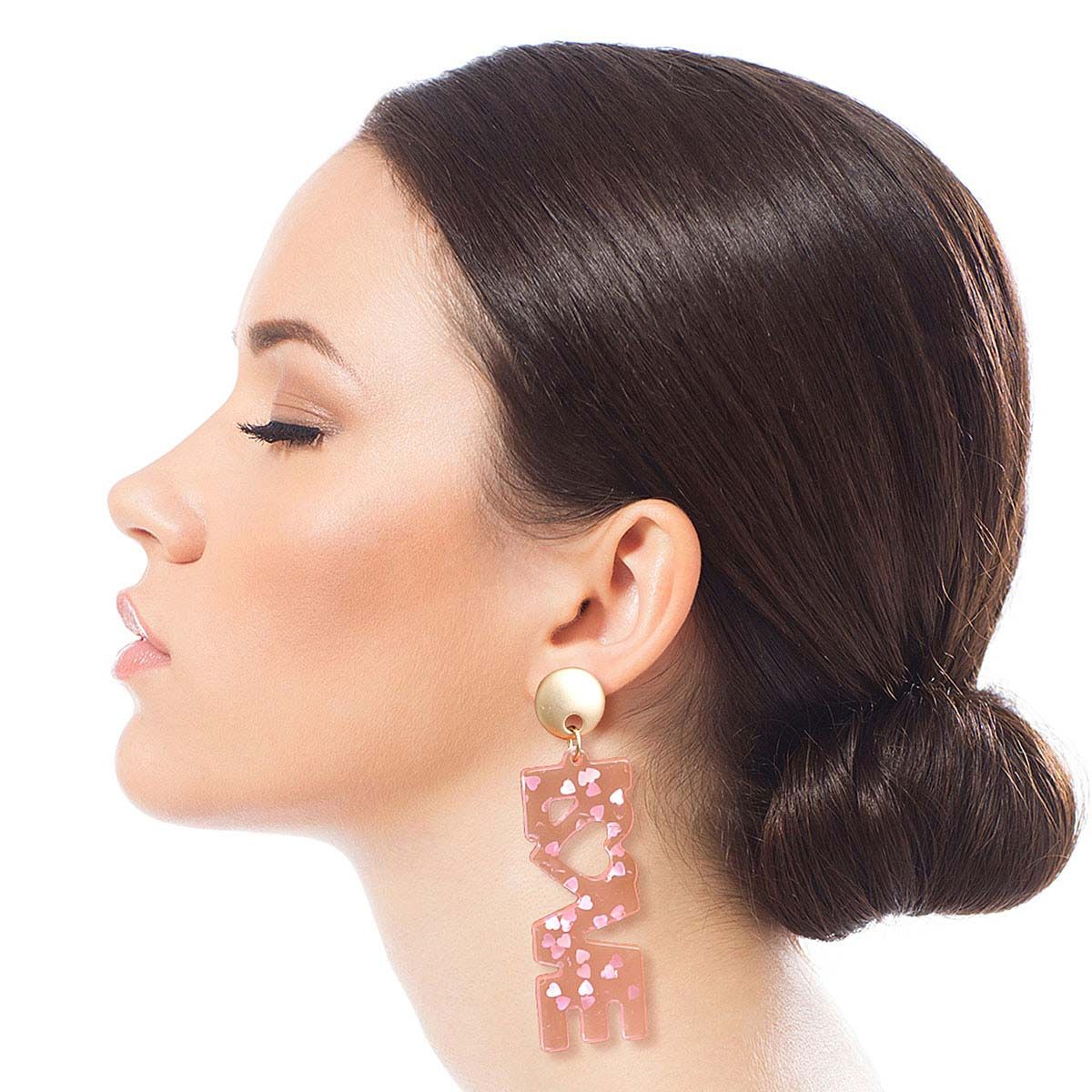 Matte Light Pink LOVE Earrings – Trendy Statement Jewelry