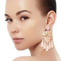 Teardrop Earrings Blush Marbled Clay Stylish Statement Jewelry