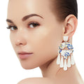 Teardrop Earrings Blue Marbled Clay Stylish Statement Jewelry