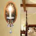 DecorBites™ French Country Clear Crystal Wall Sconce - Antique Brass 1-Head Wall Lighting