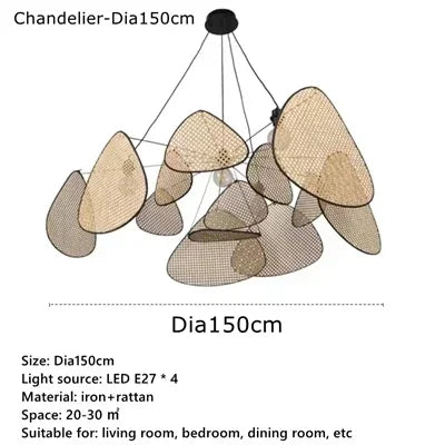 DecorBites™ French Design Rattan Chandelier for Home Lighting