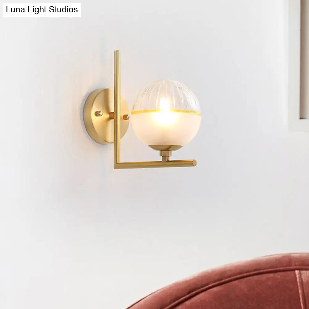 DecorBites™ Frosted Glass Modernist Sconce with Brass Wall Mount - 1 Head Light Fixture