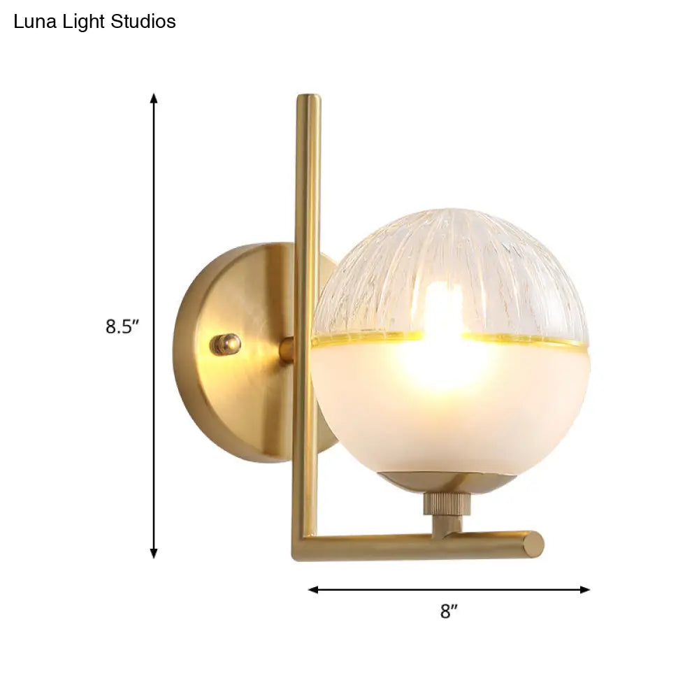 DecorBites™ Frosted Glass Modernist Sconce with Brass Wall Mount - 1 Head Light Fixture