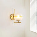 DecorBites™ Frosted Glass Modernist Sconce with Brass Wall Mount - 1 Head Light Fixture