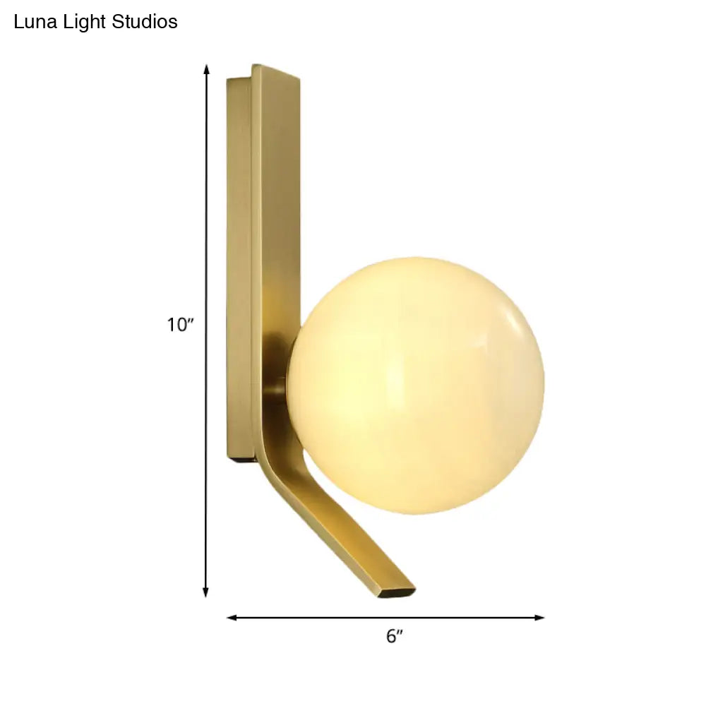 DecorBites™ Frosted Glass Sconce: Luxury Brass Wall Mounted Light with Curved Metal Backplate