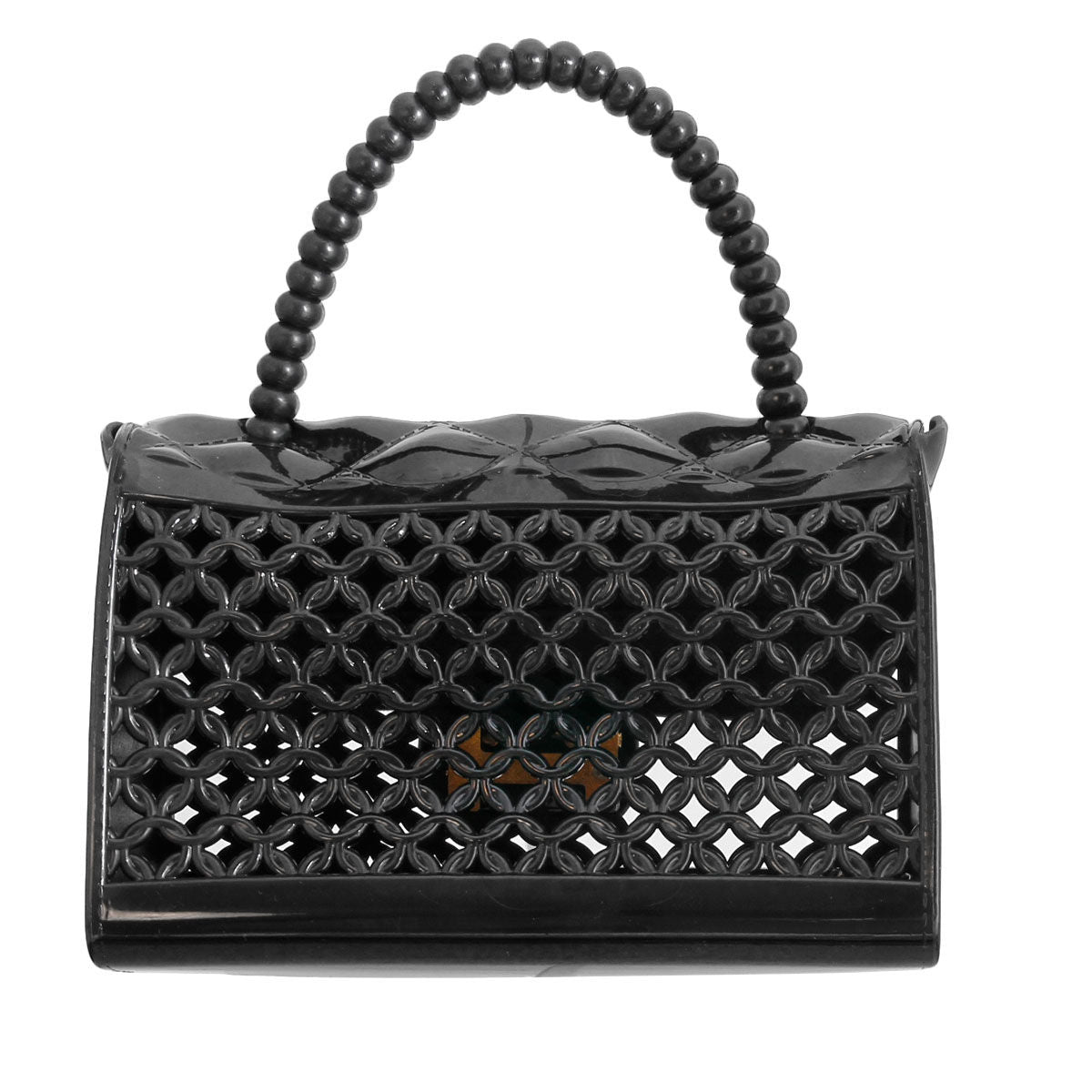 Mini Black Jelly Top Handle Crossbody Bag Trendy Chic Accessory