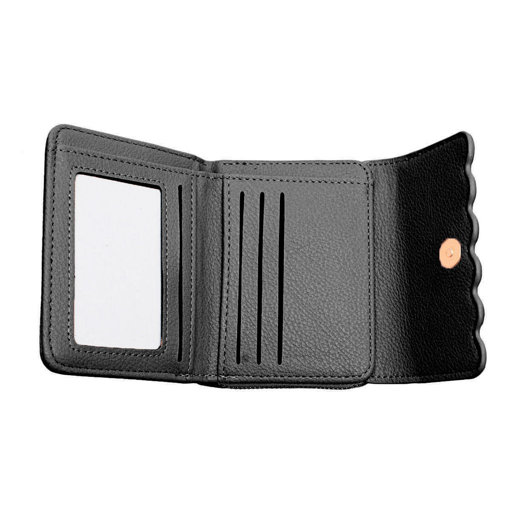 Women’s Accordion Wallet Black Snap Cardholder Stylish and Chic