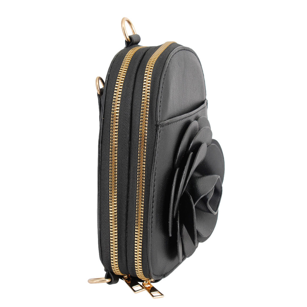 Mini Backpack Black Flower Stylish Fashion Accessory